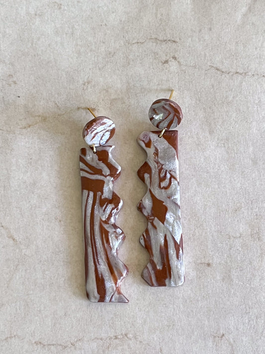 Pearl & Brown Marbled Dangle