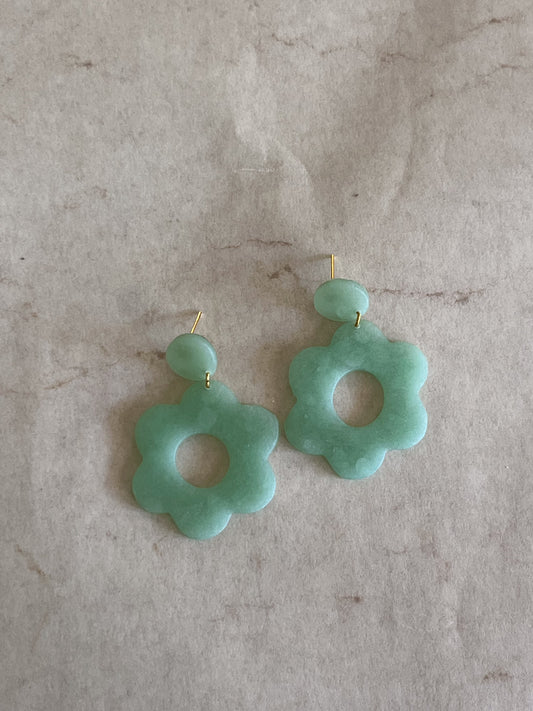 Translucent Green Floral Dangles