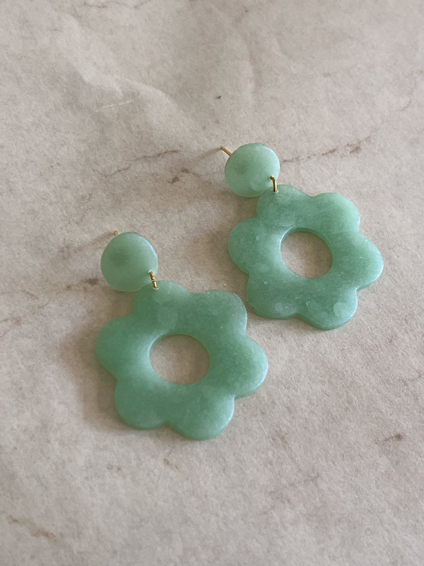 Translucent Green Floral Dangles