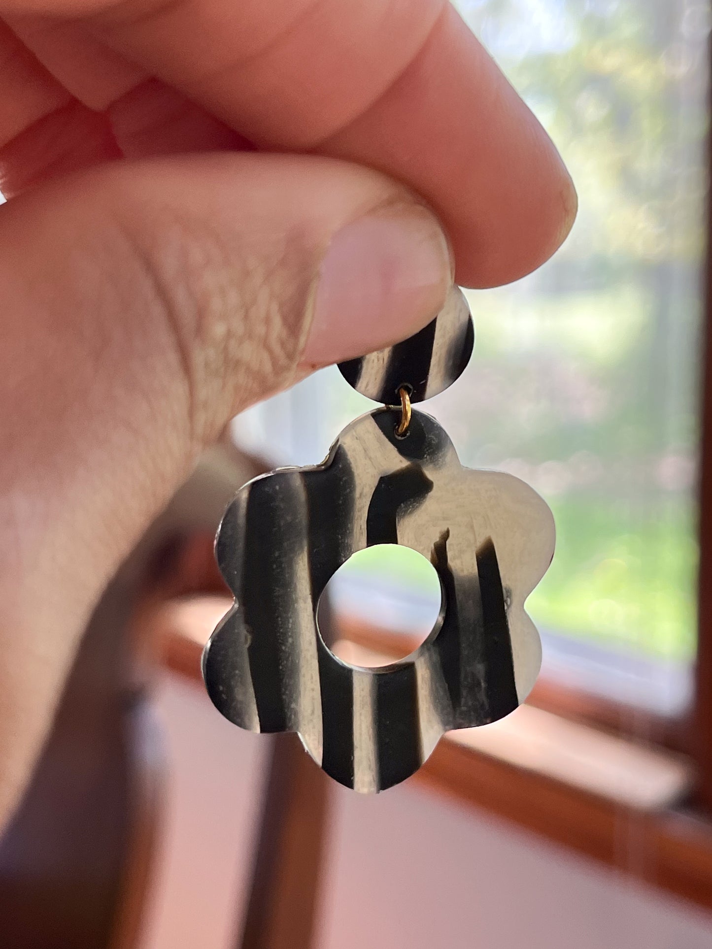 Translucent Striped Floral Dangles