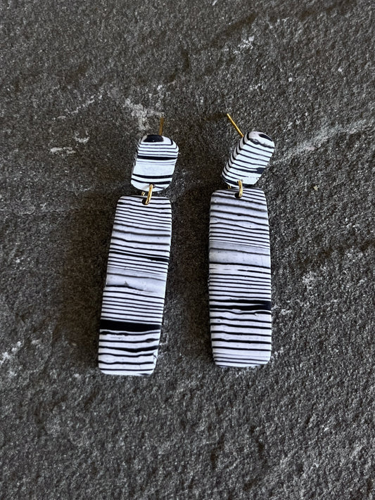 B&W Organic Striped Dangles