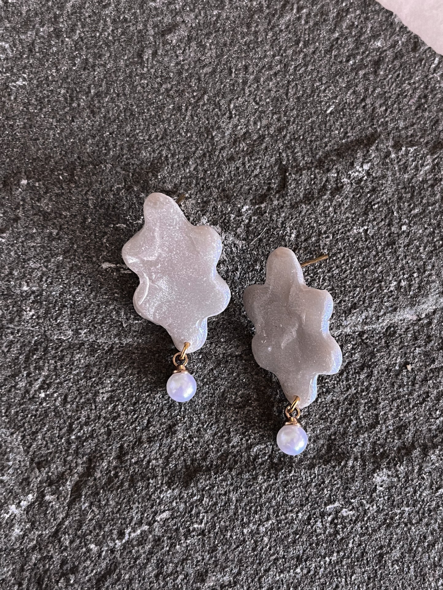 Organic Pearl Drop Dangles in Pearl