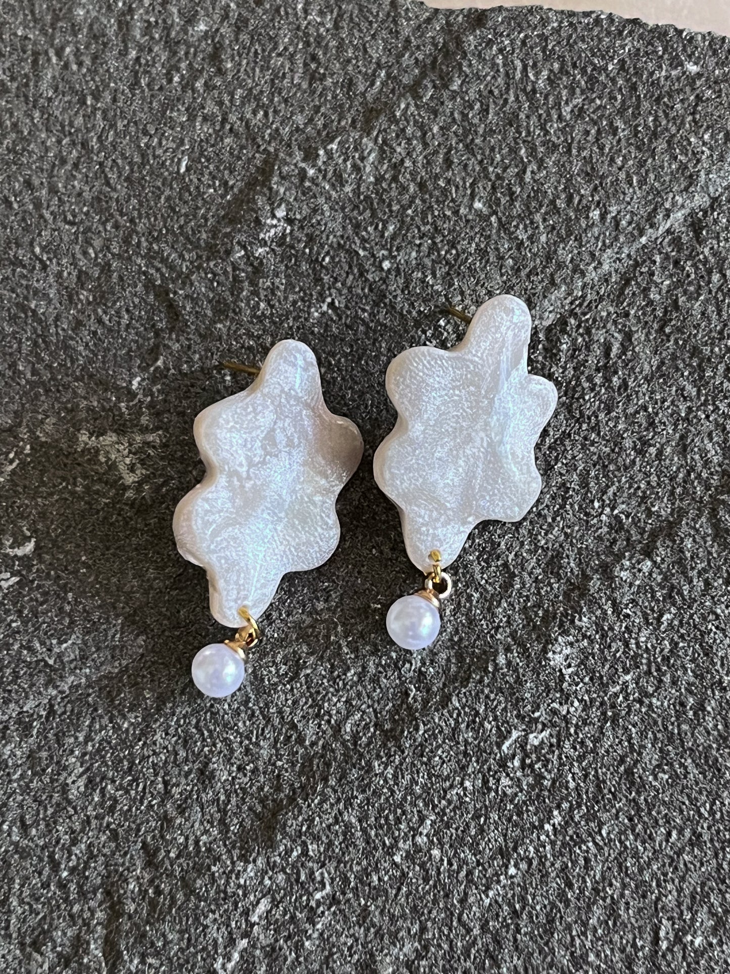 Organic Pearl Drop Dangles in Pearl