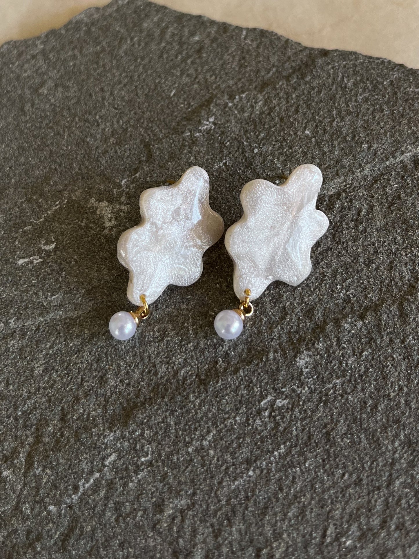 Organic Pearl Drop Dangles in Pearl