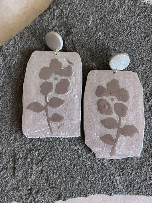 Organic Beige Flower Dangles