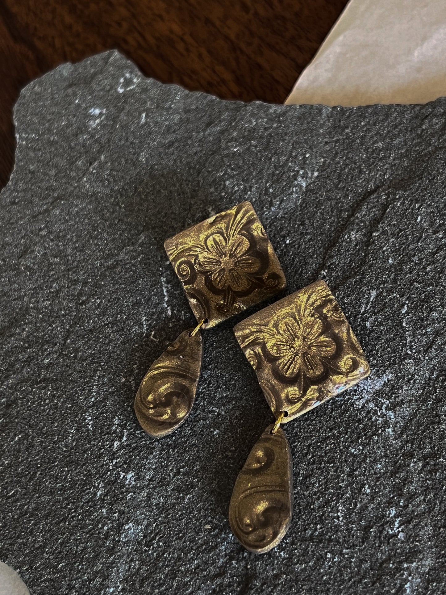 Gold Filled Ancient Flower Dangles - Gold Filled, Nickel Free