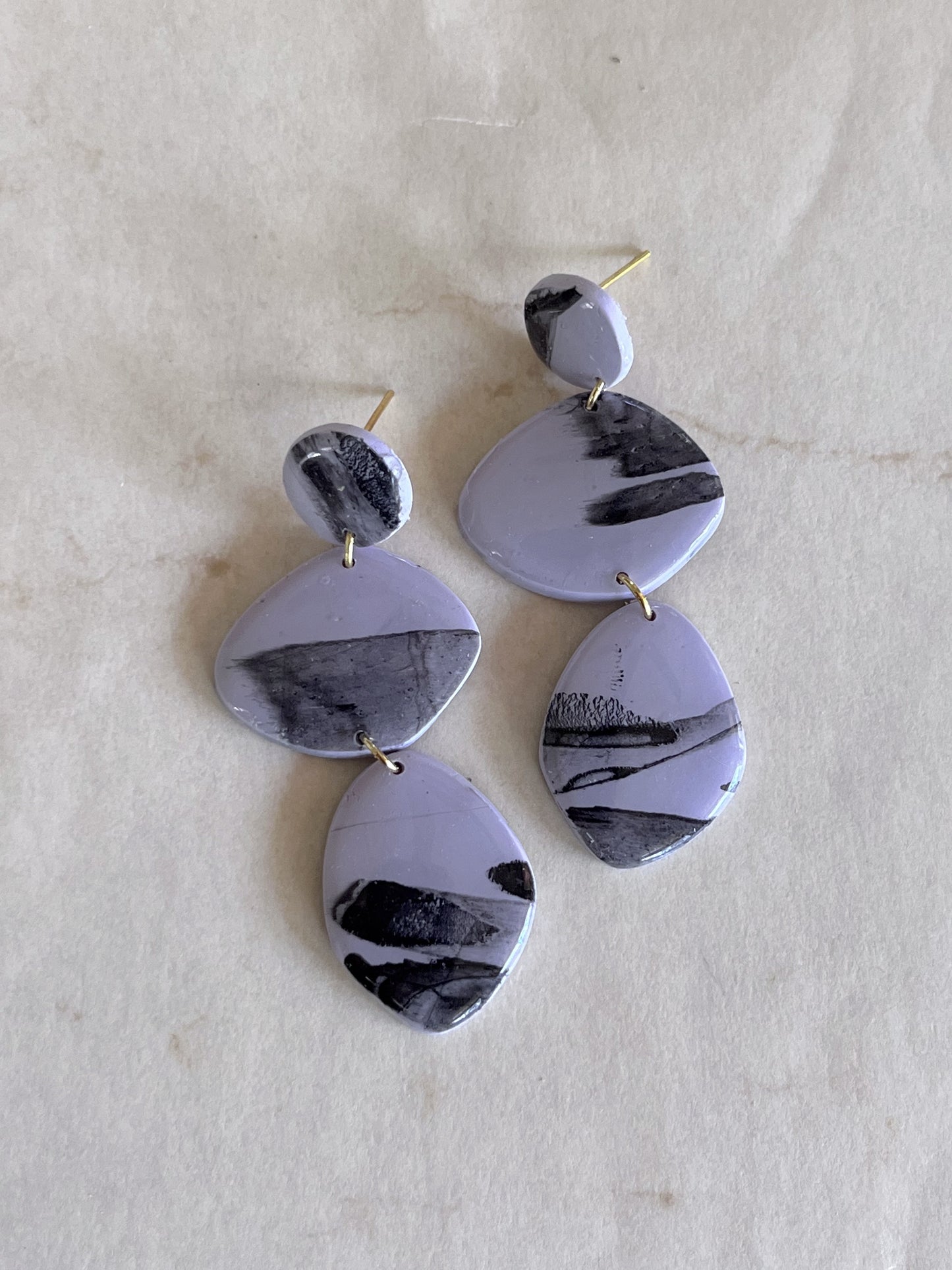Lavender and Black Tier Dangles