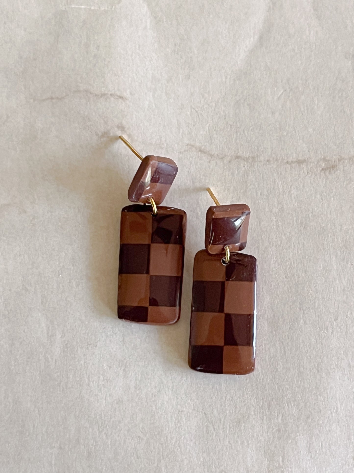 Mini Espresso Checkered Dangles