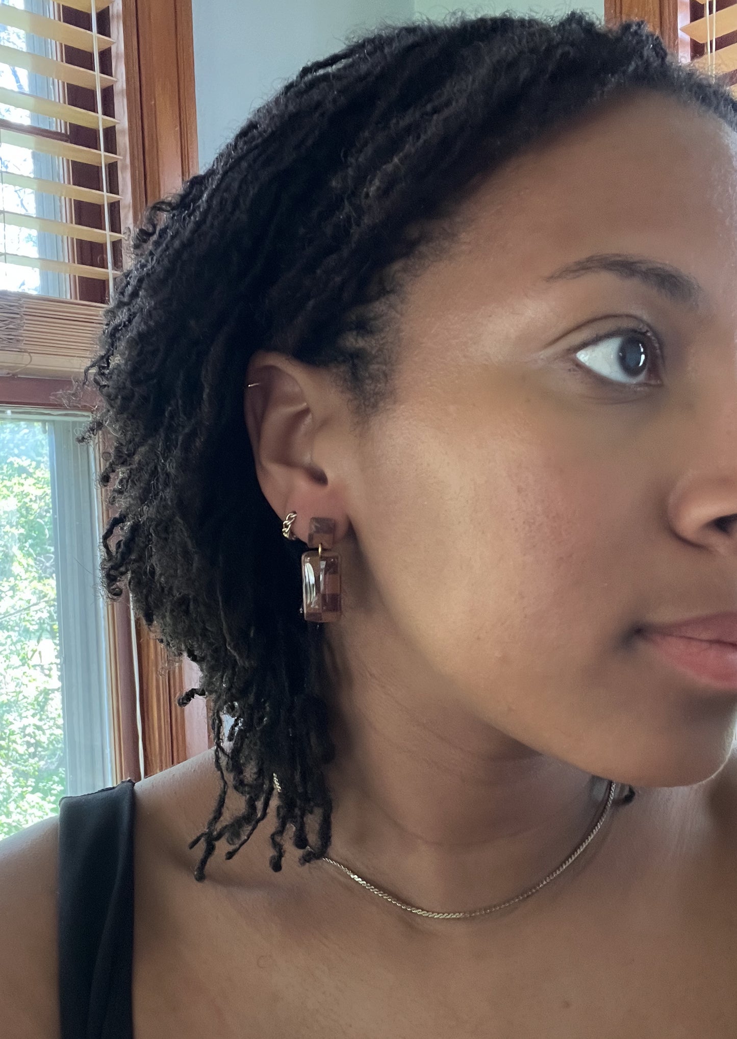 Mini Espresso Checkered Dangles