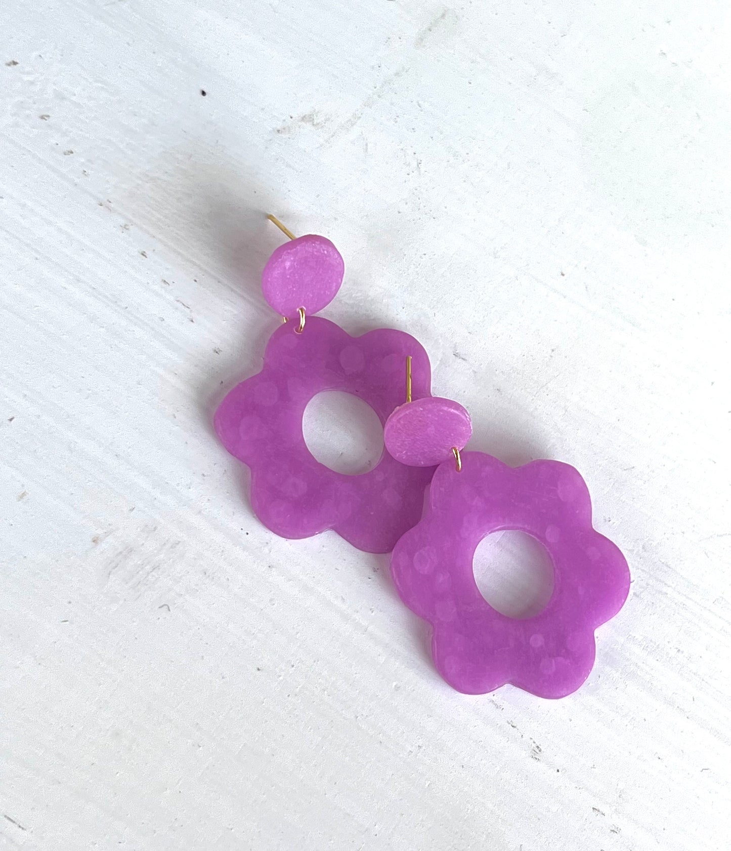 Translucent Magenta 90's Floral Dangles