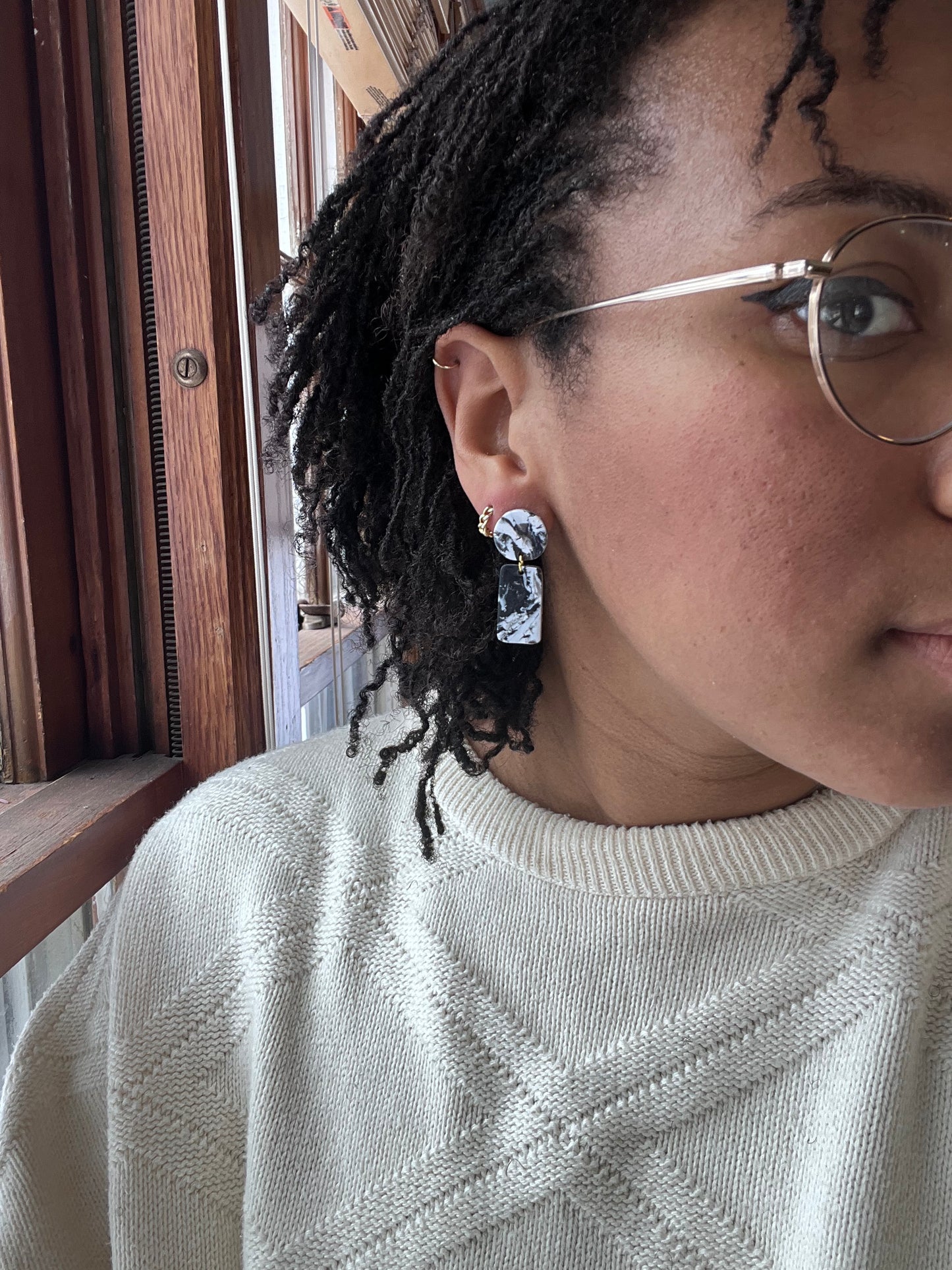 Black Marbled Mini Dangles