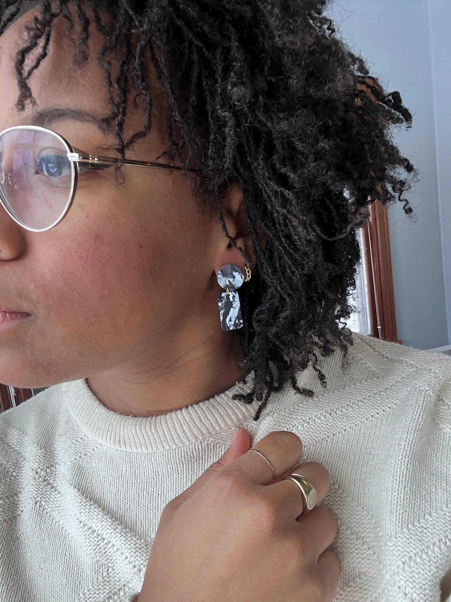 Black Marbled Mini Dangles