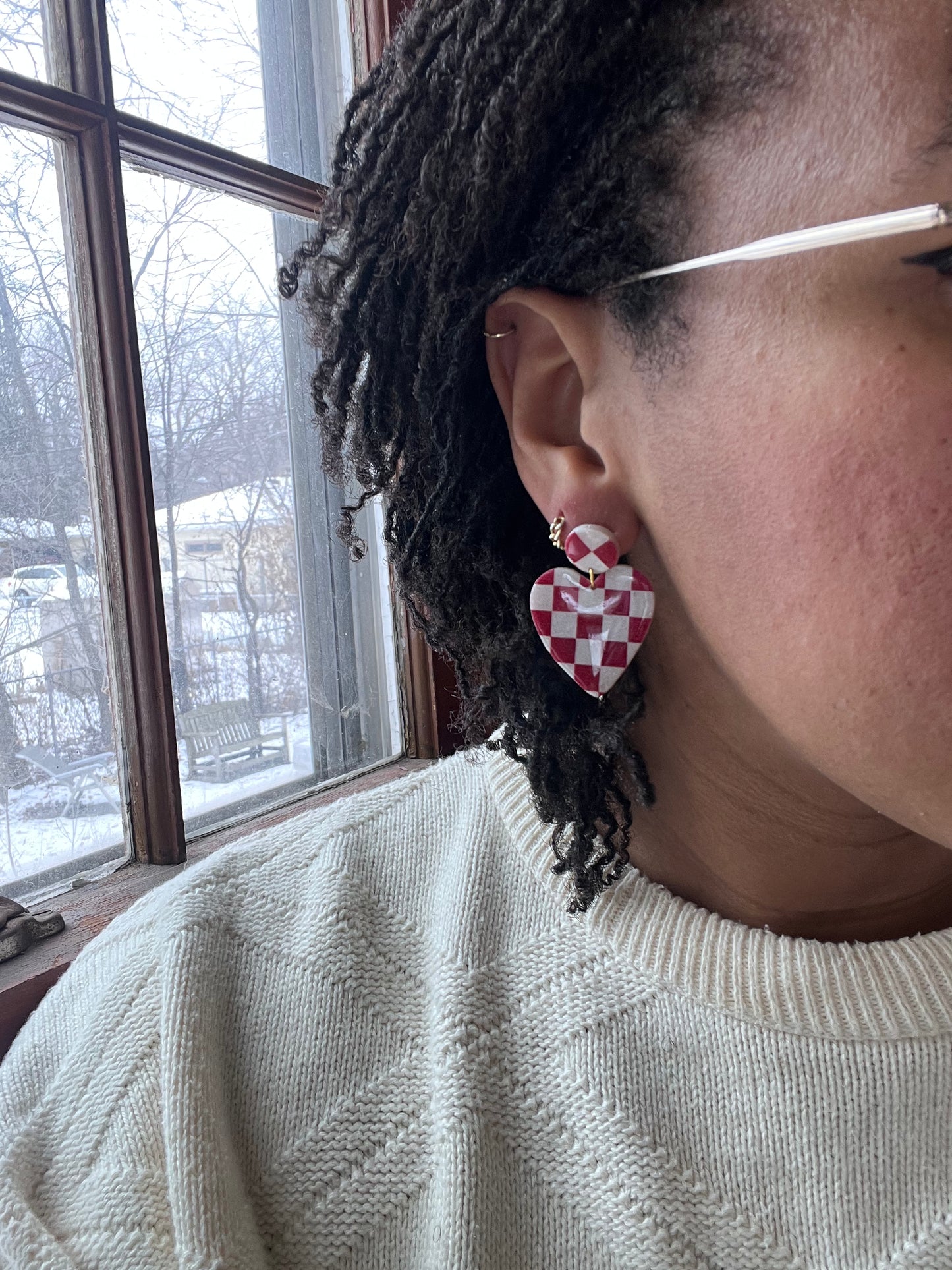 Checkered Valentine Dangles