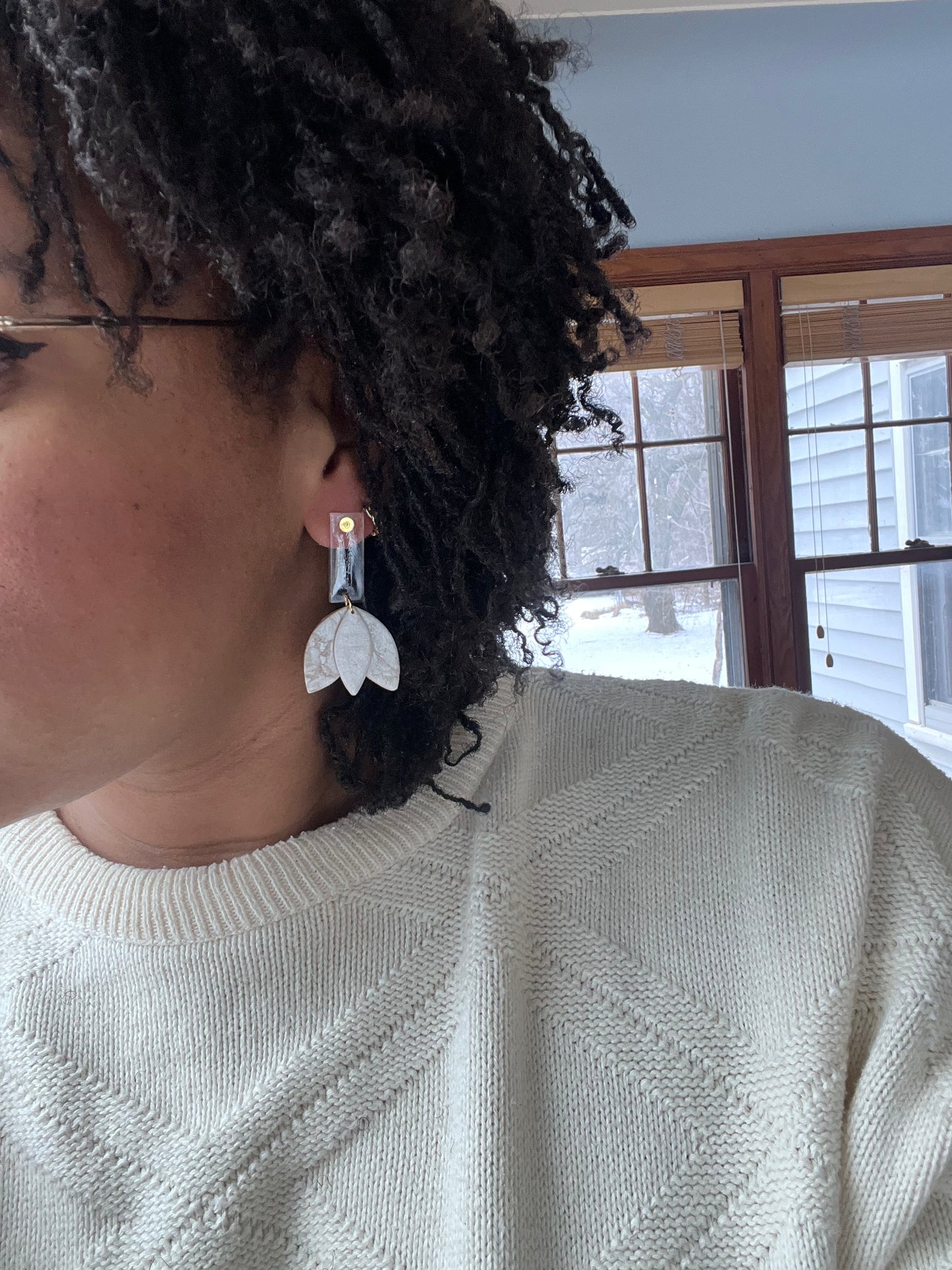 Clearly Tulip Dangles in Cream