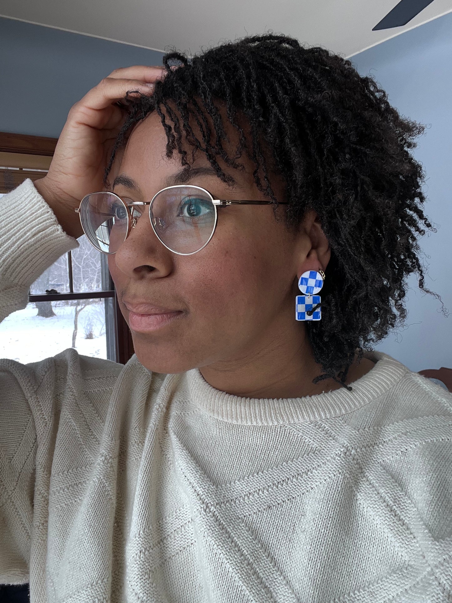 Classic Checkered Blue Dangles