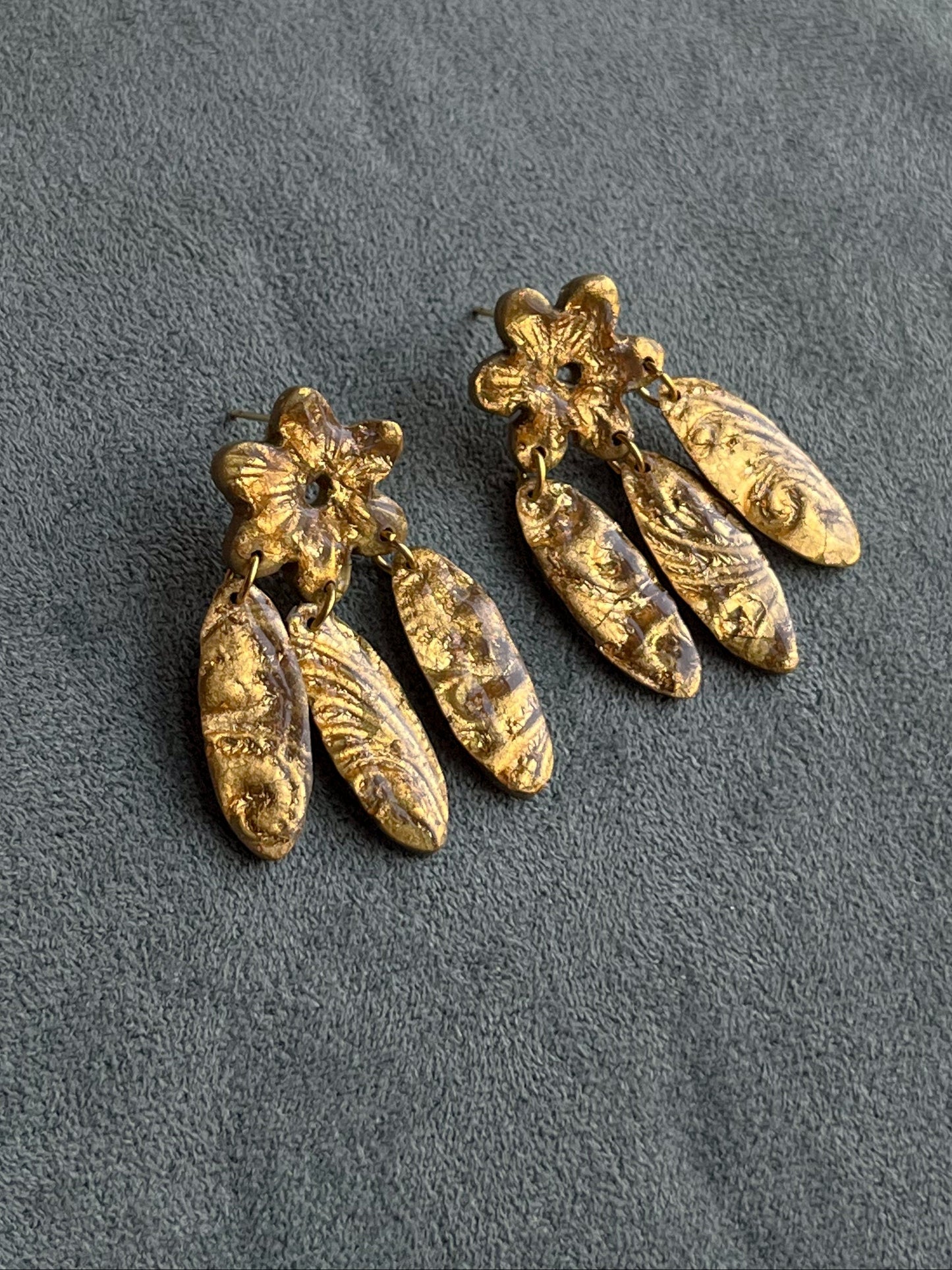 Antique Gold Flower Dangles