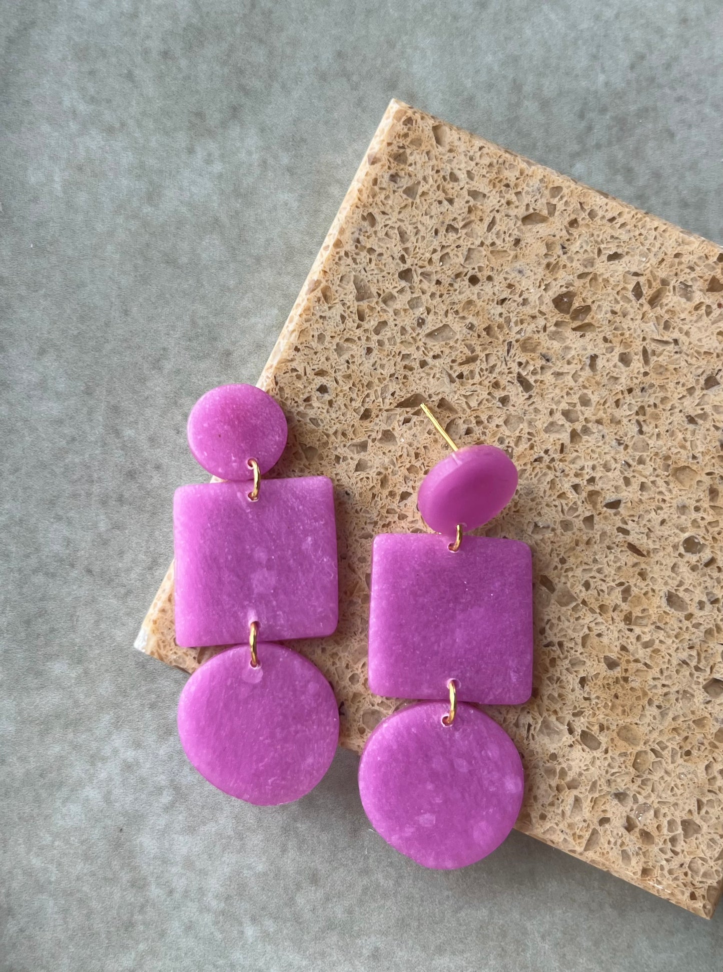 Translucent Magenta Three Tier Dangles