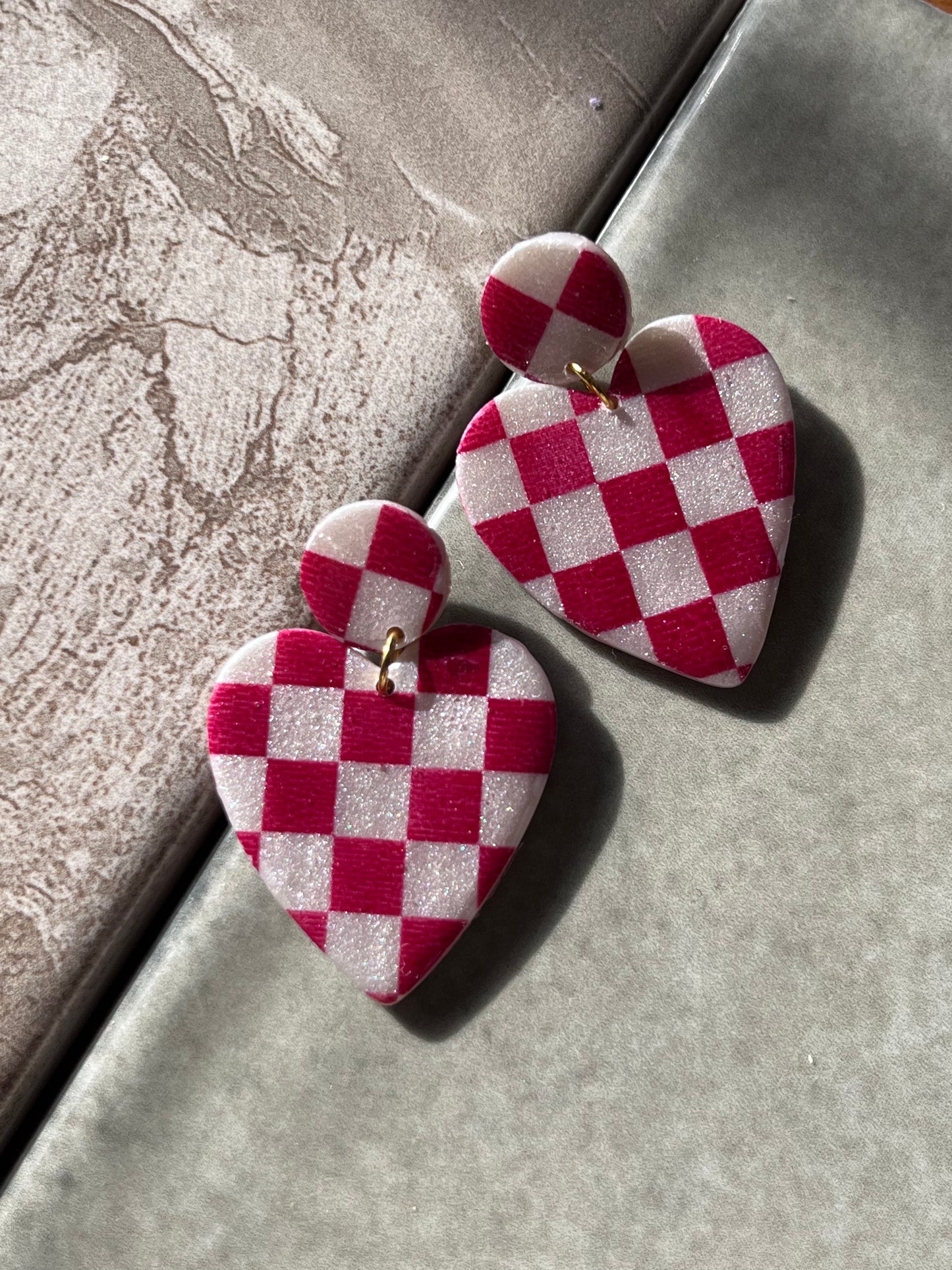 Checkered Valentine Dangles