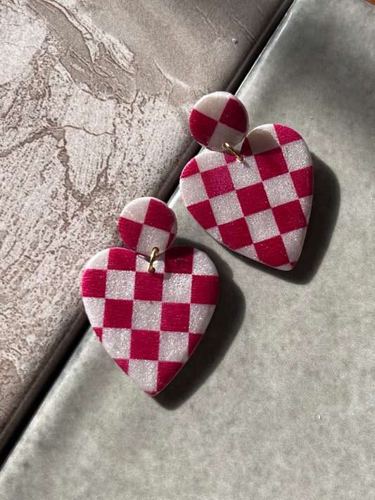 Checkered Valentine Dangles