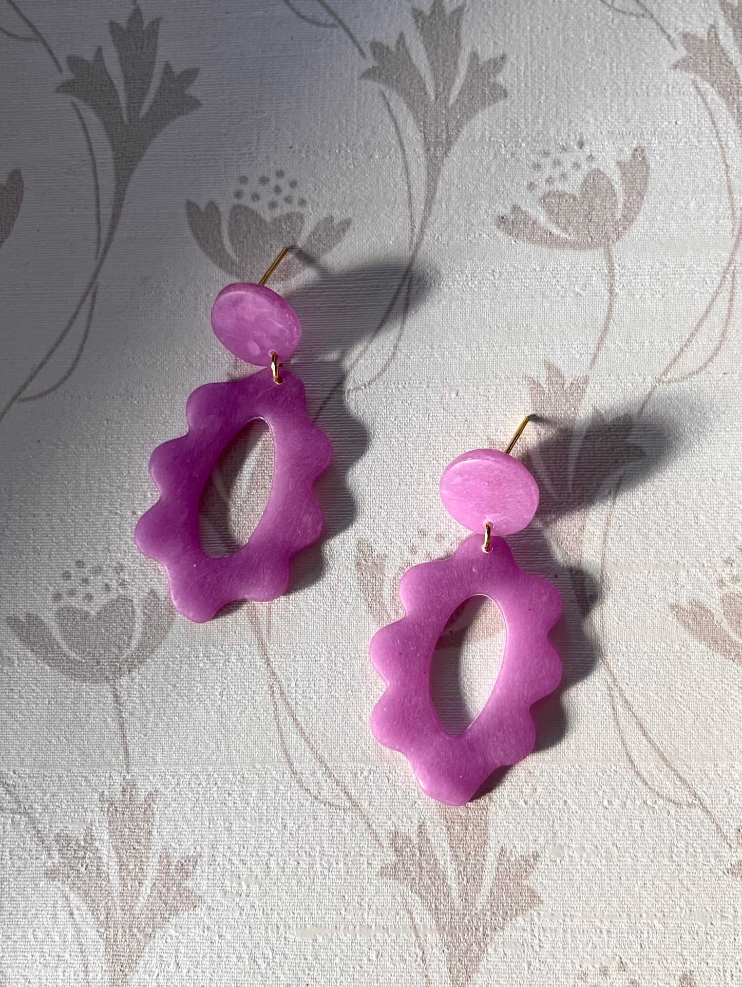 Translucent Magenta Floral Dangles