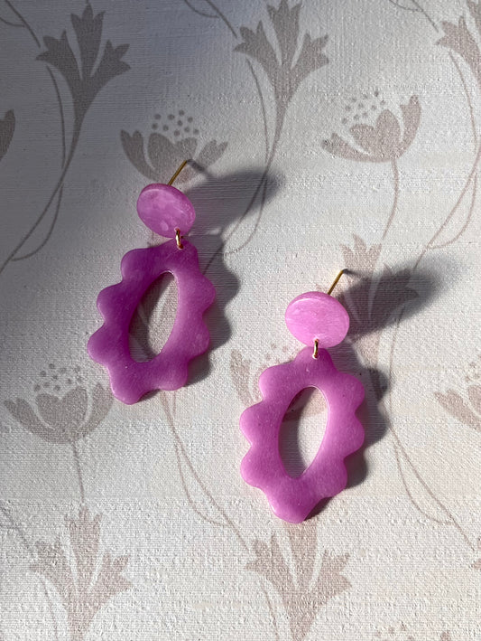 Translucent Magenta Floral Dangles