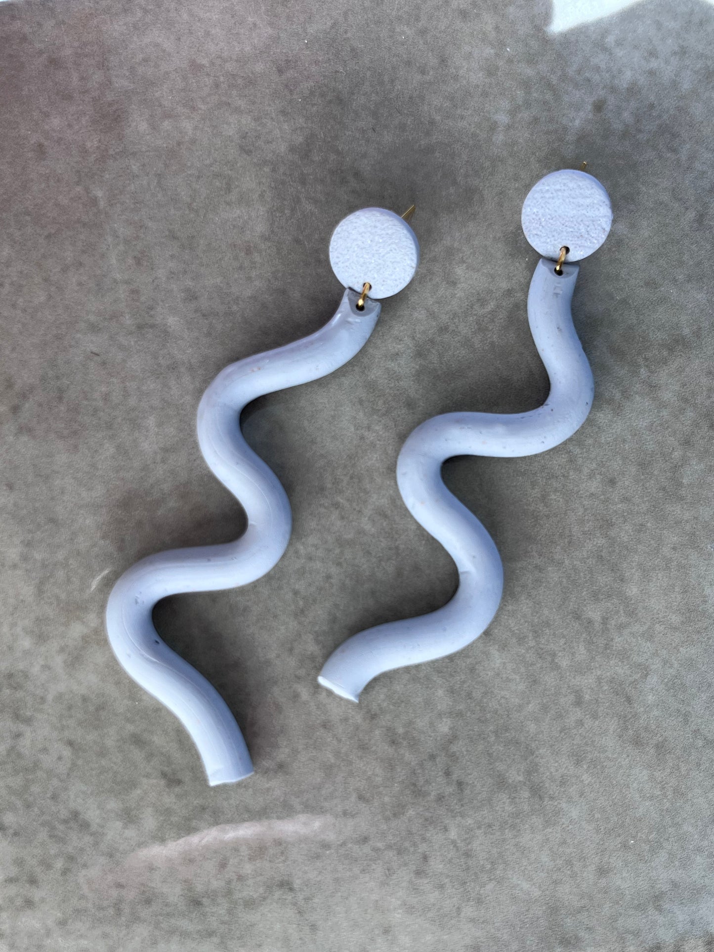 Dusty Blue Organic Zig Zag Dangles