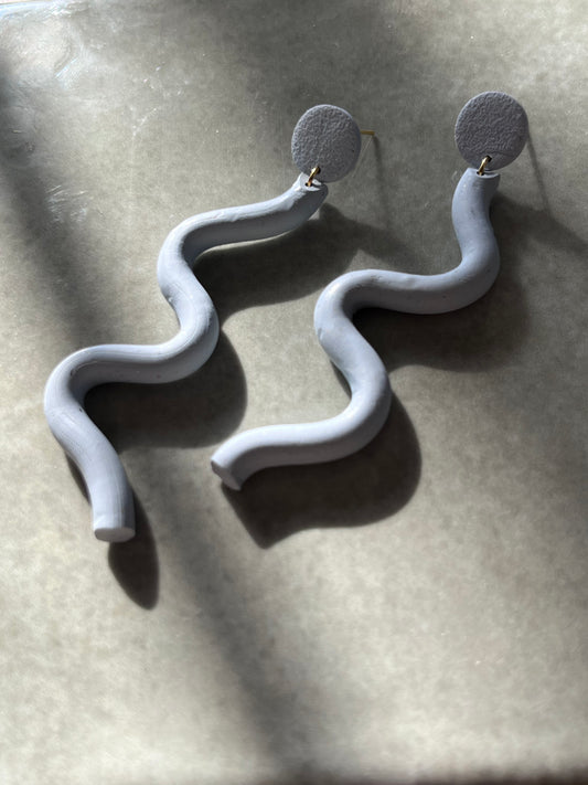 Dusty Blue Organic Zig Zag Dangles