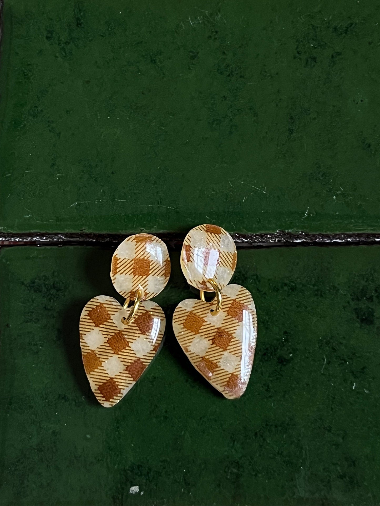 Gingham Heart Dangles
