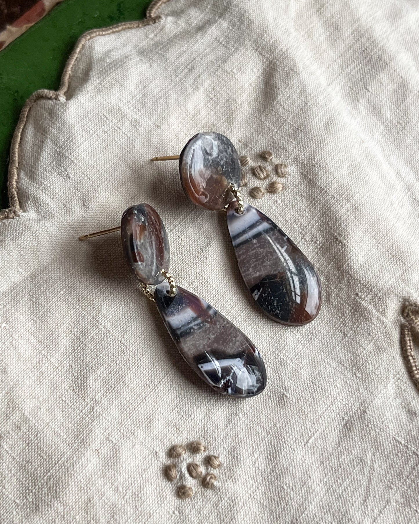 14K Gold Filled Marbled Translucent Teardrop Dangles