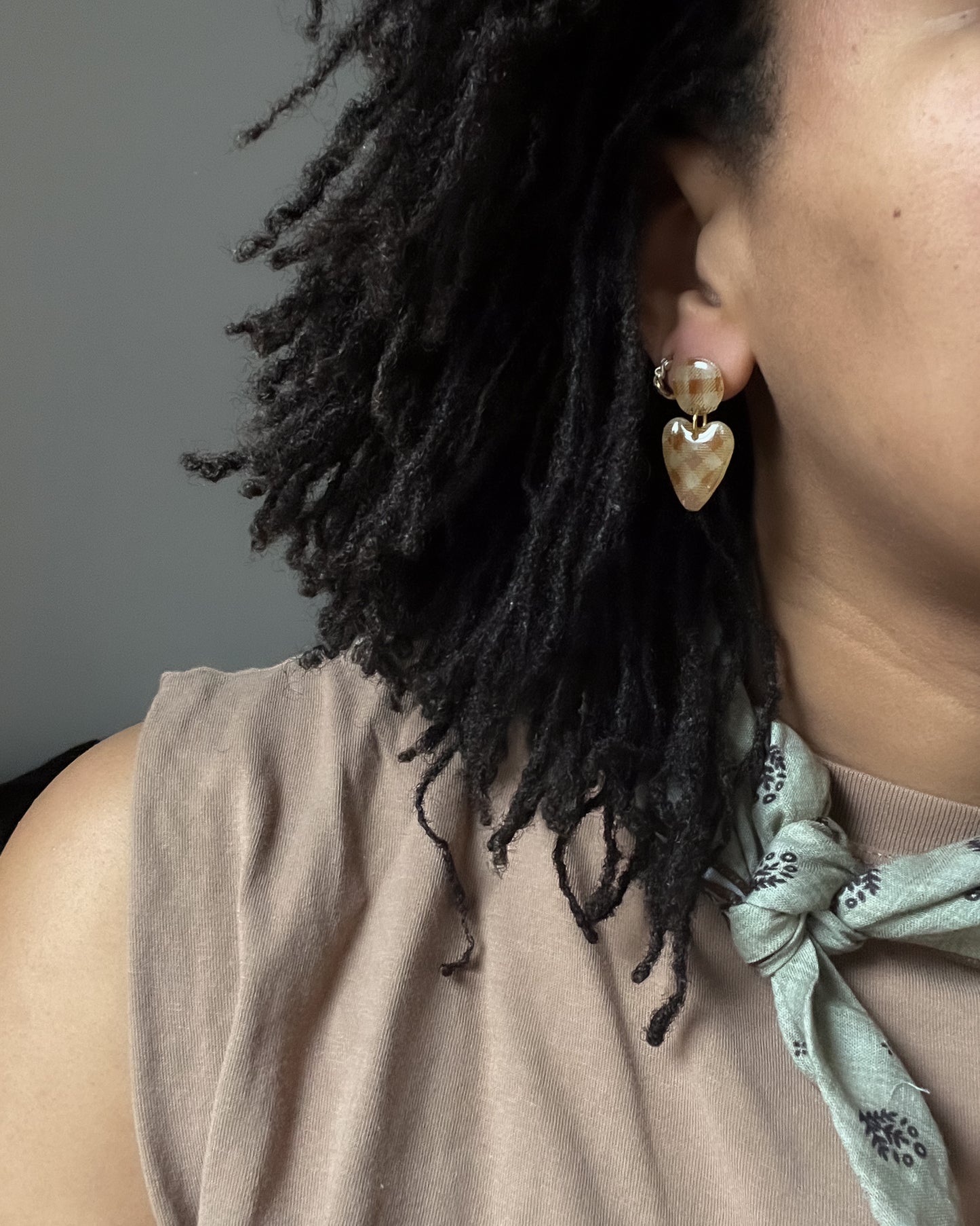 Gingham Heart Dangles
