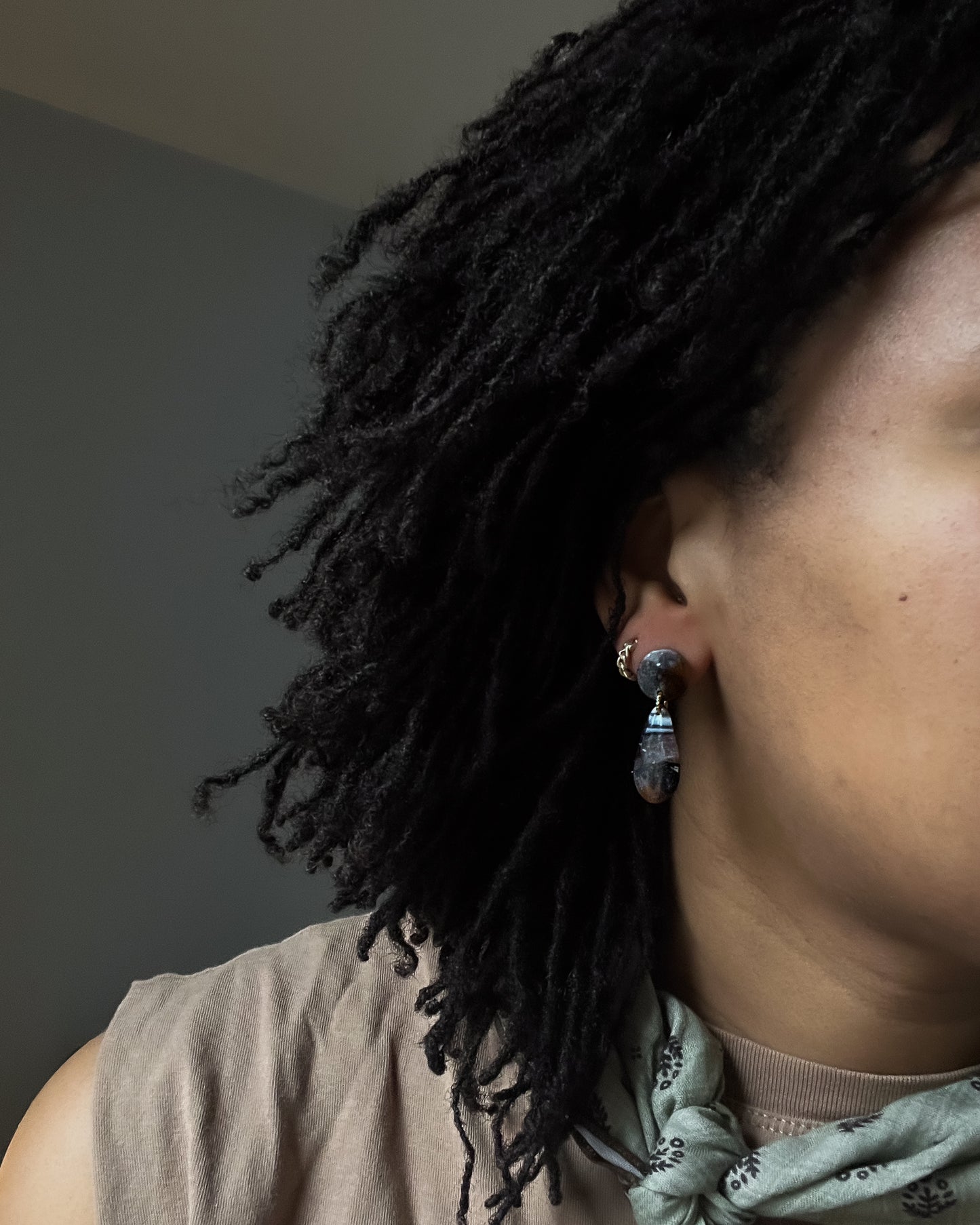 14K Gold Filled Marbled Translucent Teardrop Dangles