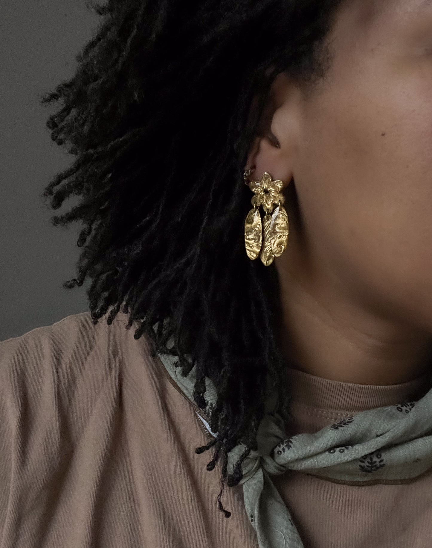 Antique Gold Flower Dangles