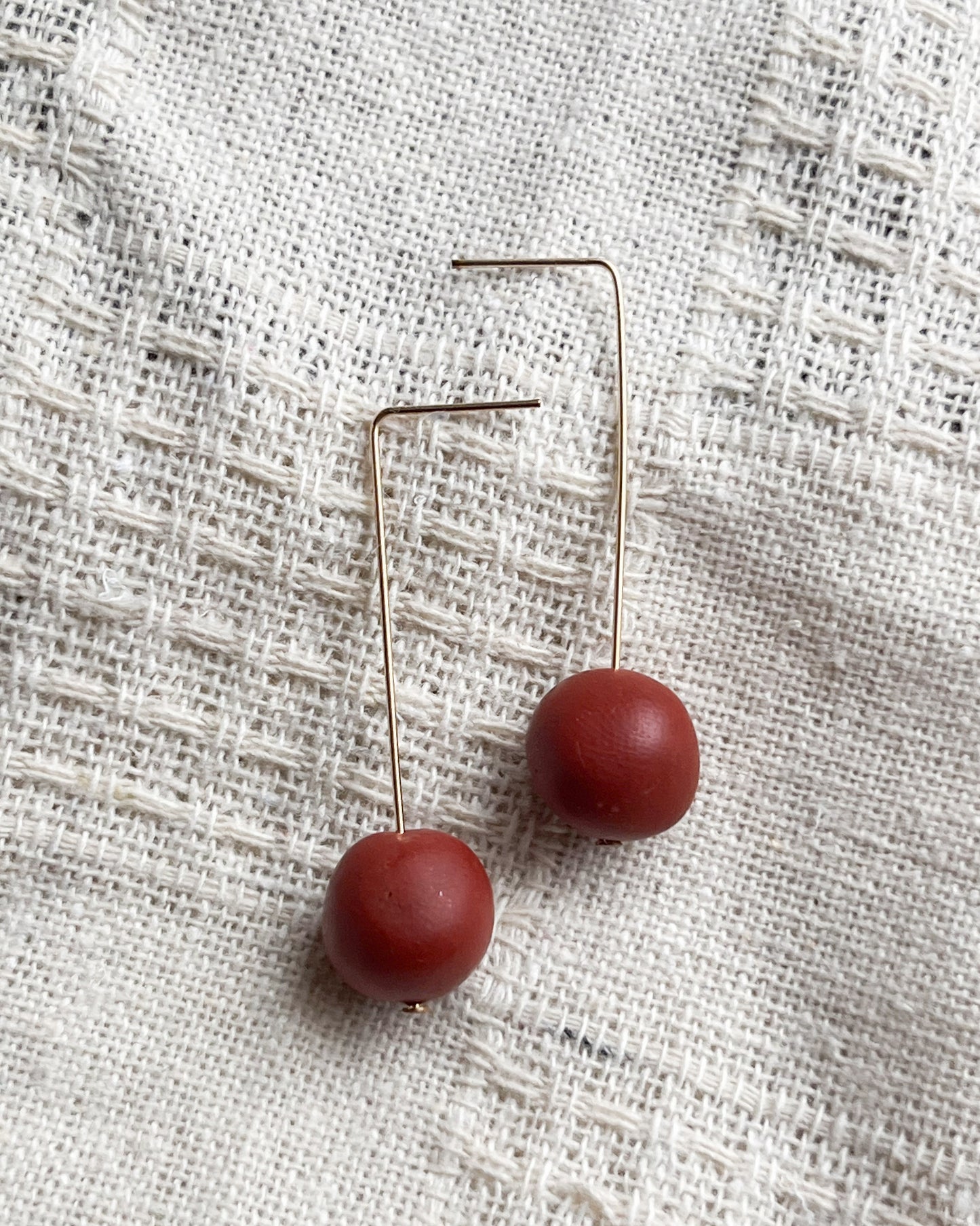 14k Gold Filled Ball Drop Dangles - Rust Red