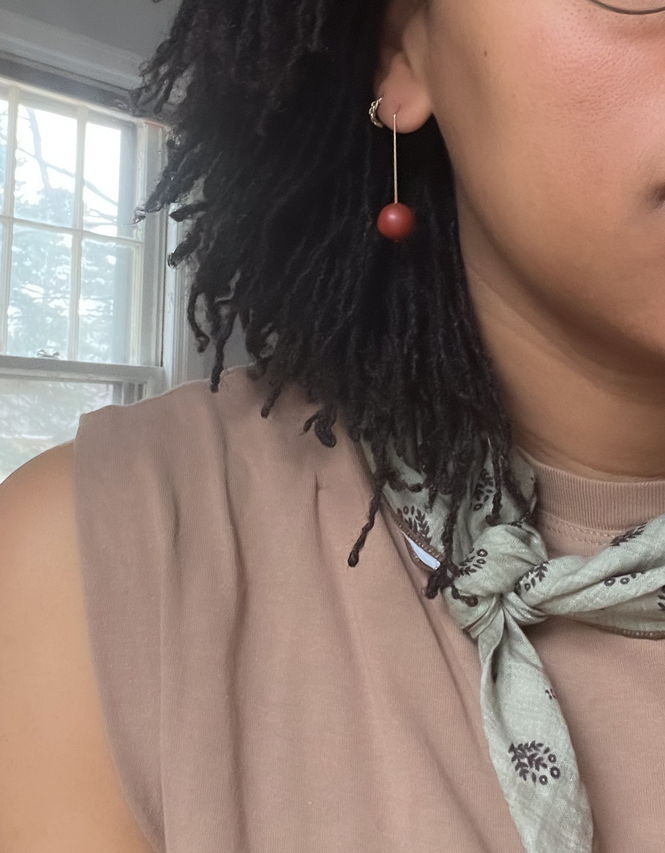 14k Gold Filled Ball Drop Dangles - Rust Red
