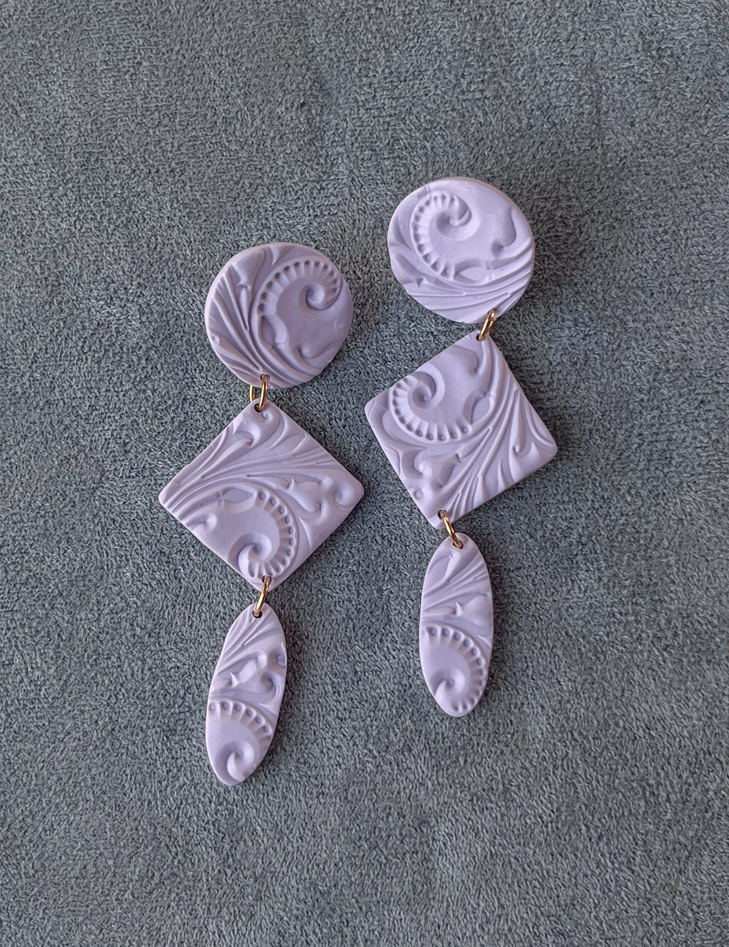 14k Gold Filled Lavender Dangles with Scrolling