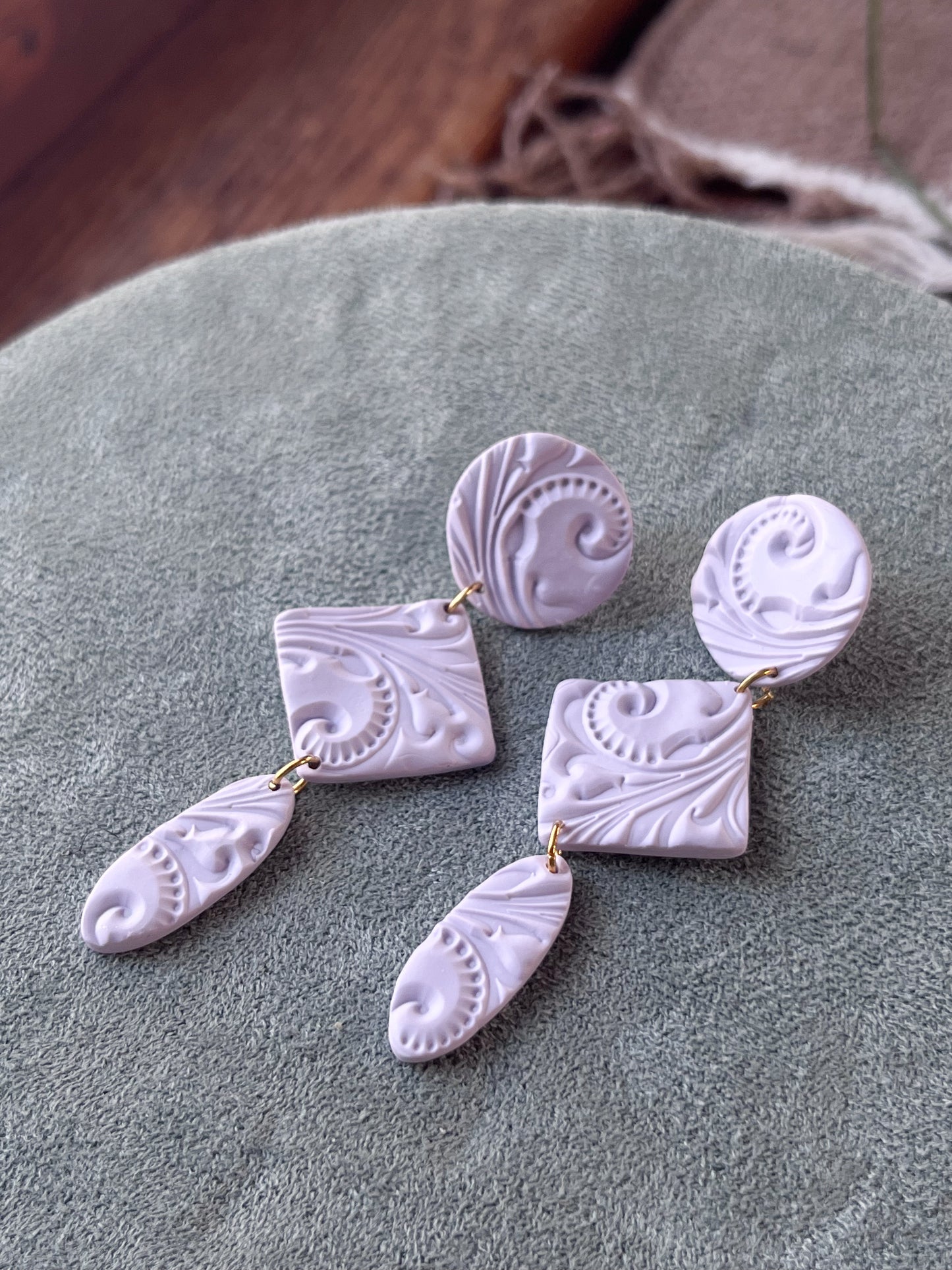 14k Gold Filled Lavender Dangles with Scrolling
