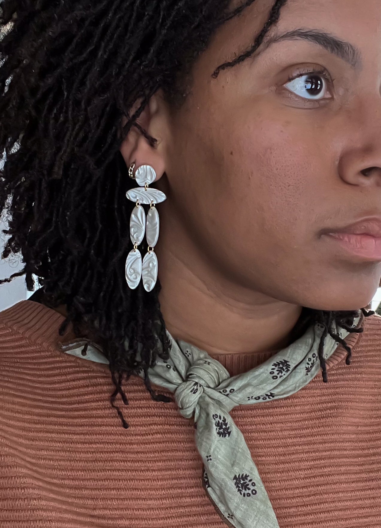 Textured Pearl Christina Dangles