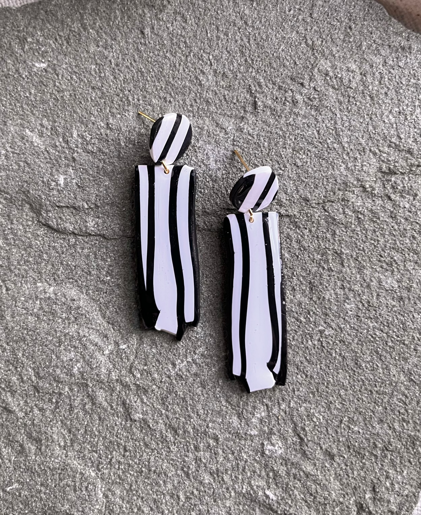Organic B&W Striped Dangles