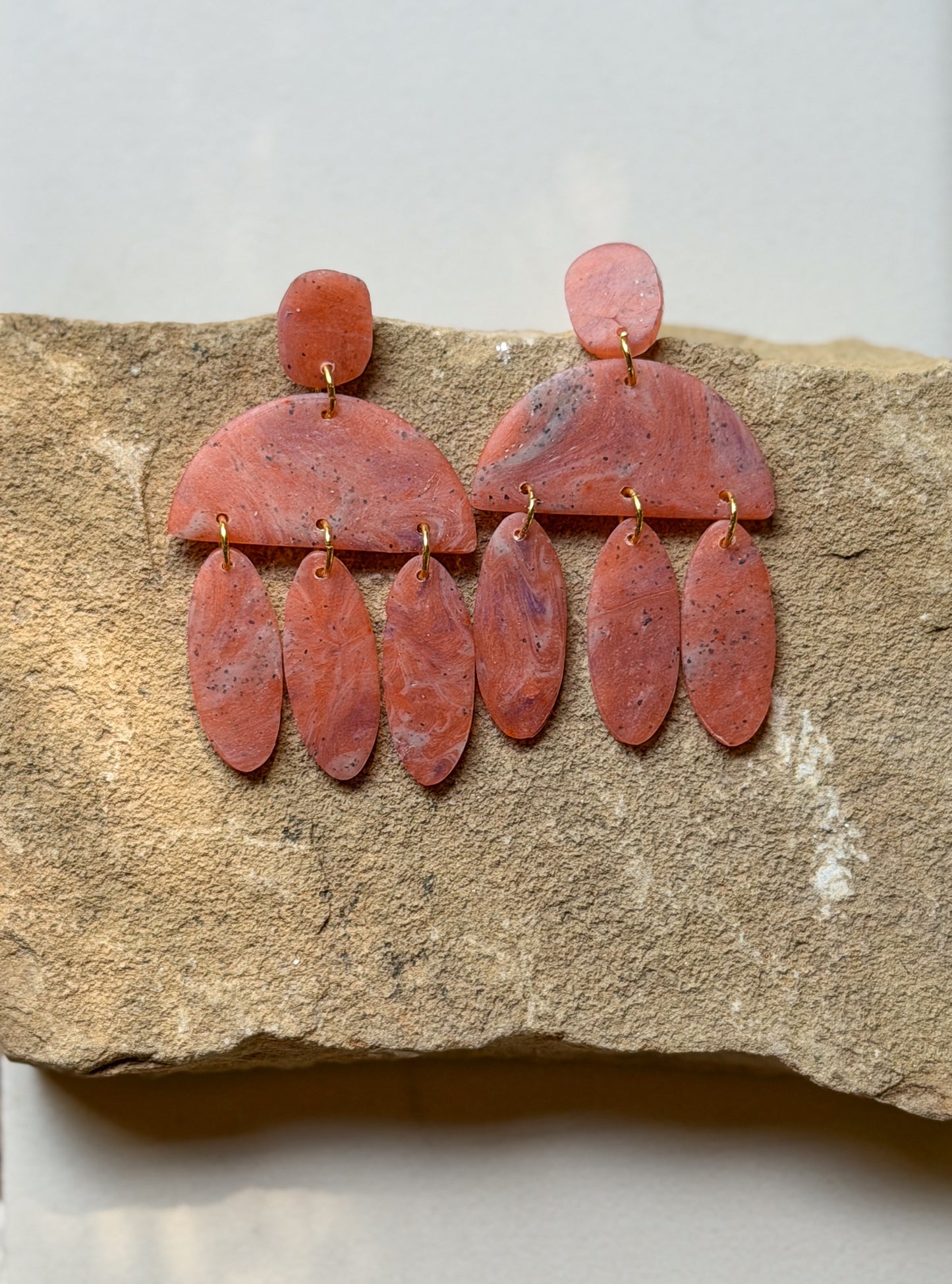 Marbled Summer Coral Teardrop Dangles