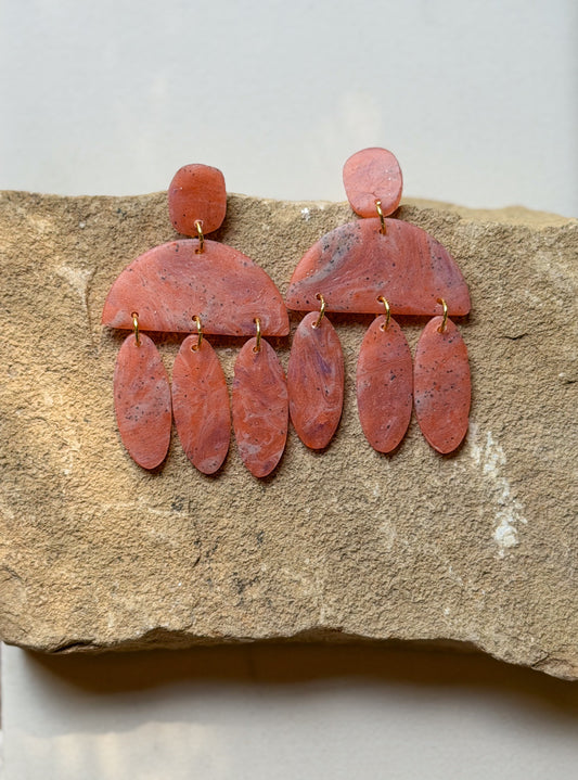 Marbled Summer Coral Teardrop Dangles