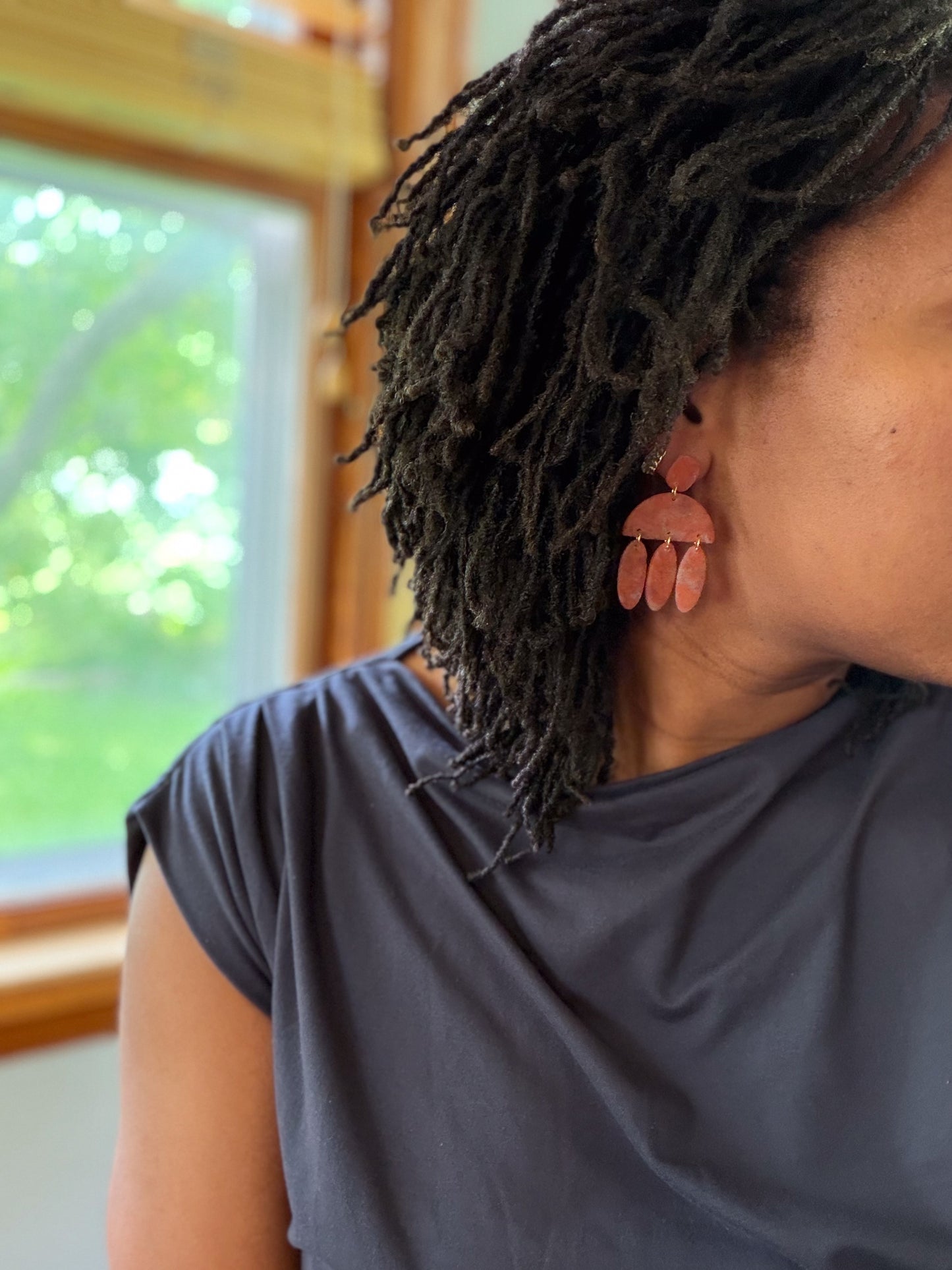 Marbled Summer Coral Teardrop Dangles