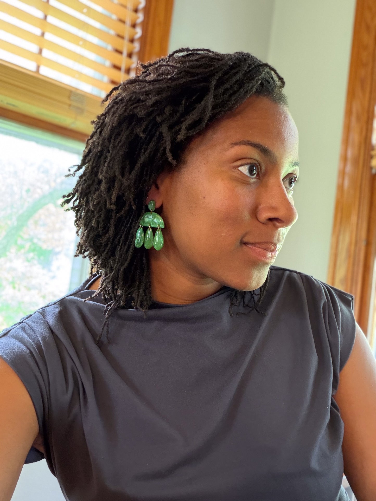 Emerald Green Tear Drop Dangles