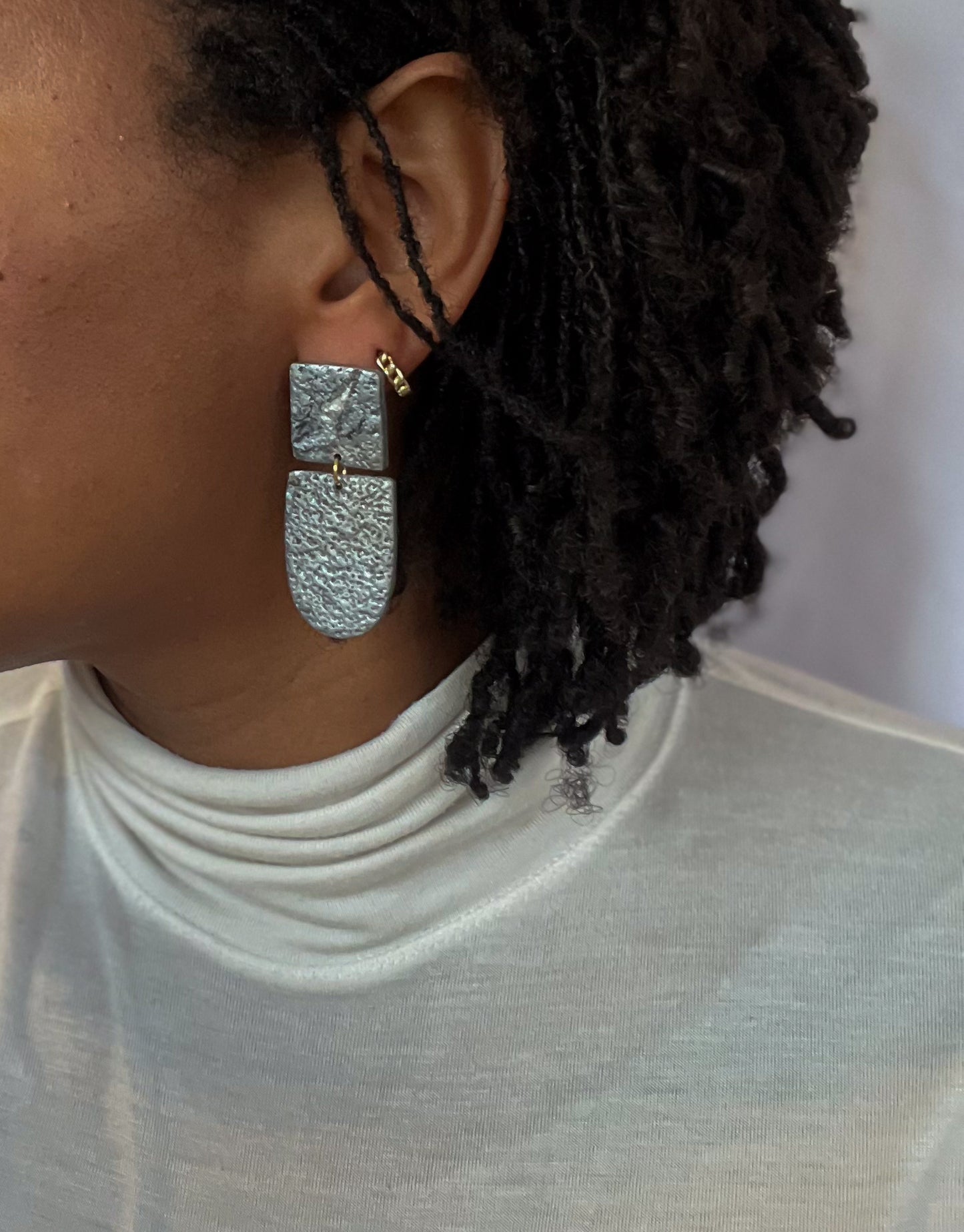 Textured Grey Geometric Dangles $21 - SALE!