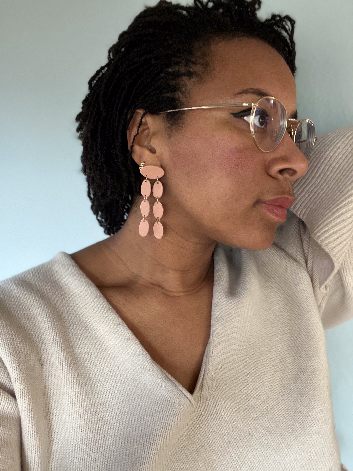 Pink Beige Waterfall Dangles - $19 SALE!