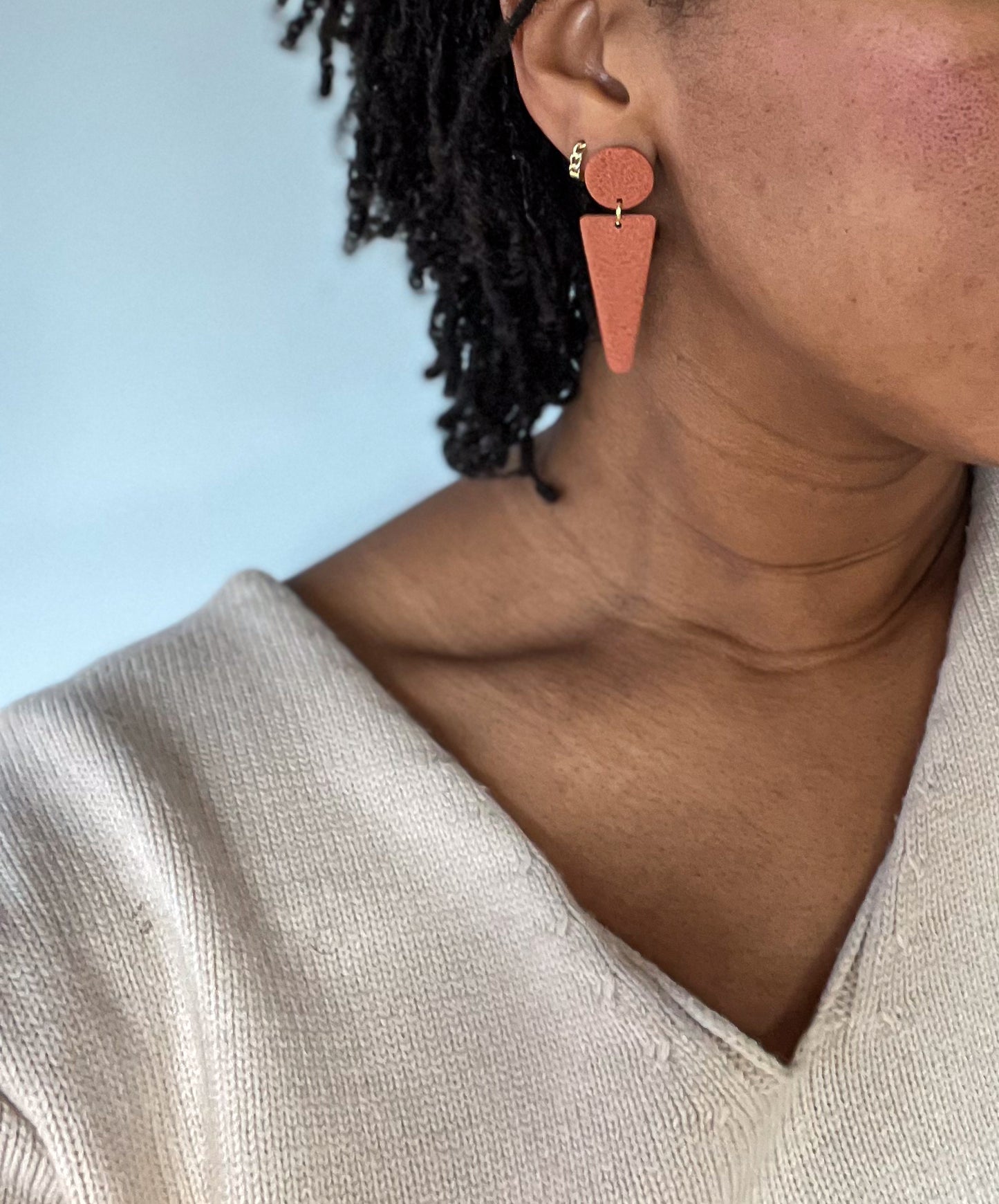 Textured Mini Spear Dangles in Terra Cotta