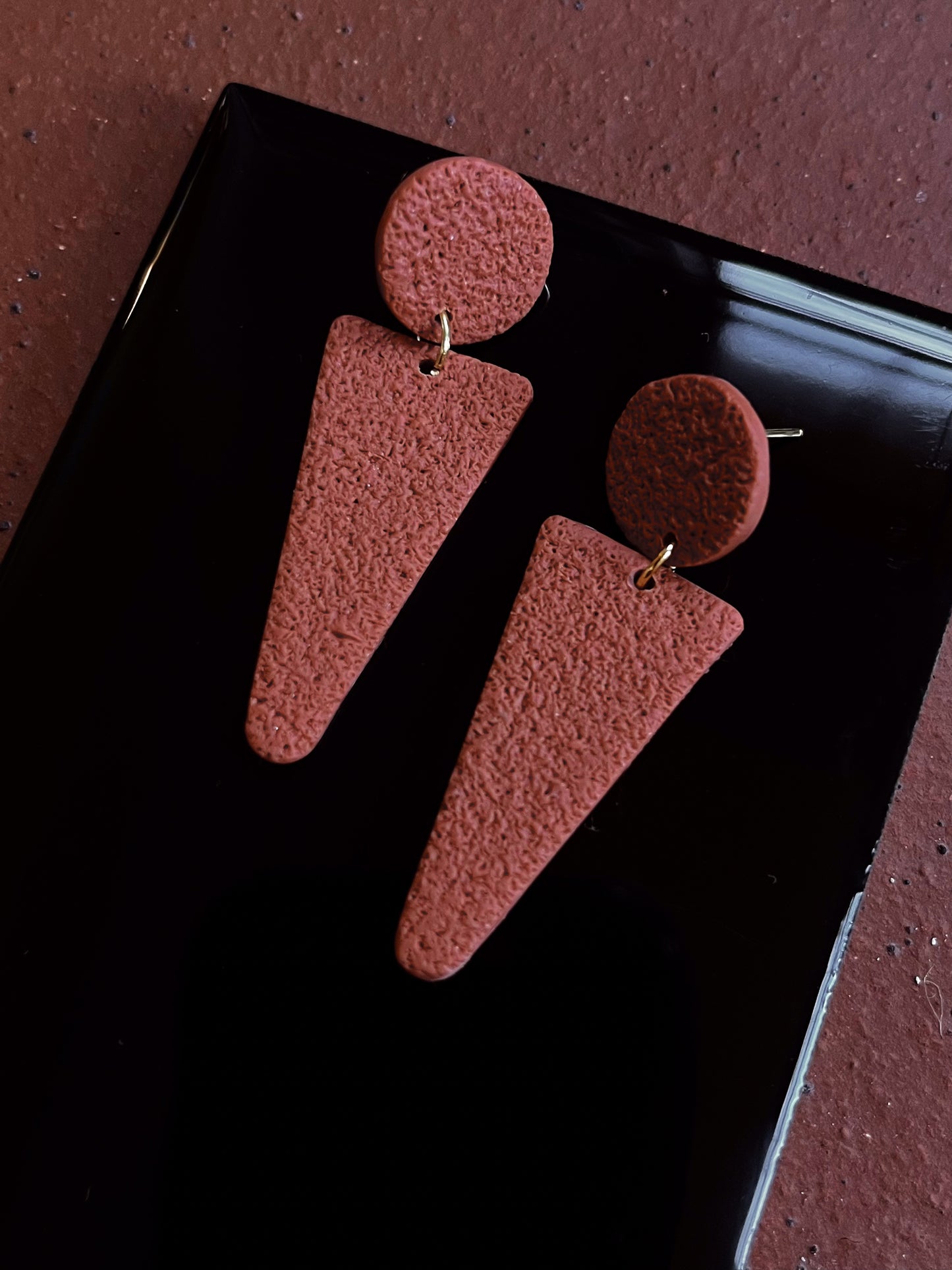 Textured Mini Spear Dangles in Terra Cotta