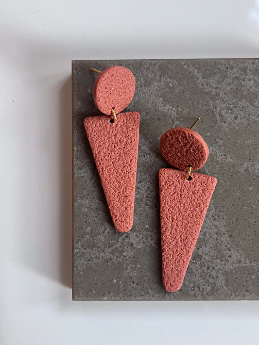 Textured Mini Spear Dangles in Terra Cotta