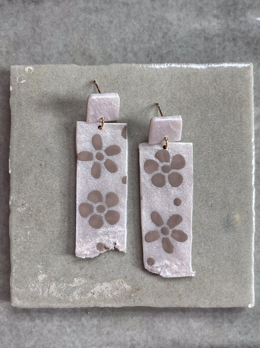 Long Mixed Media Floral Dangles