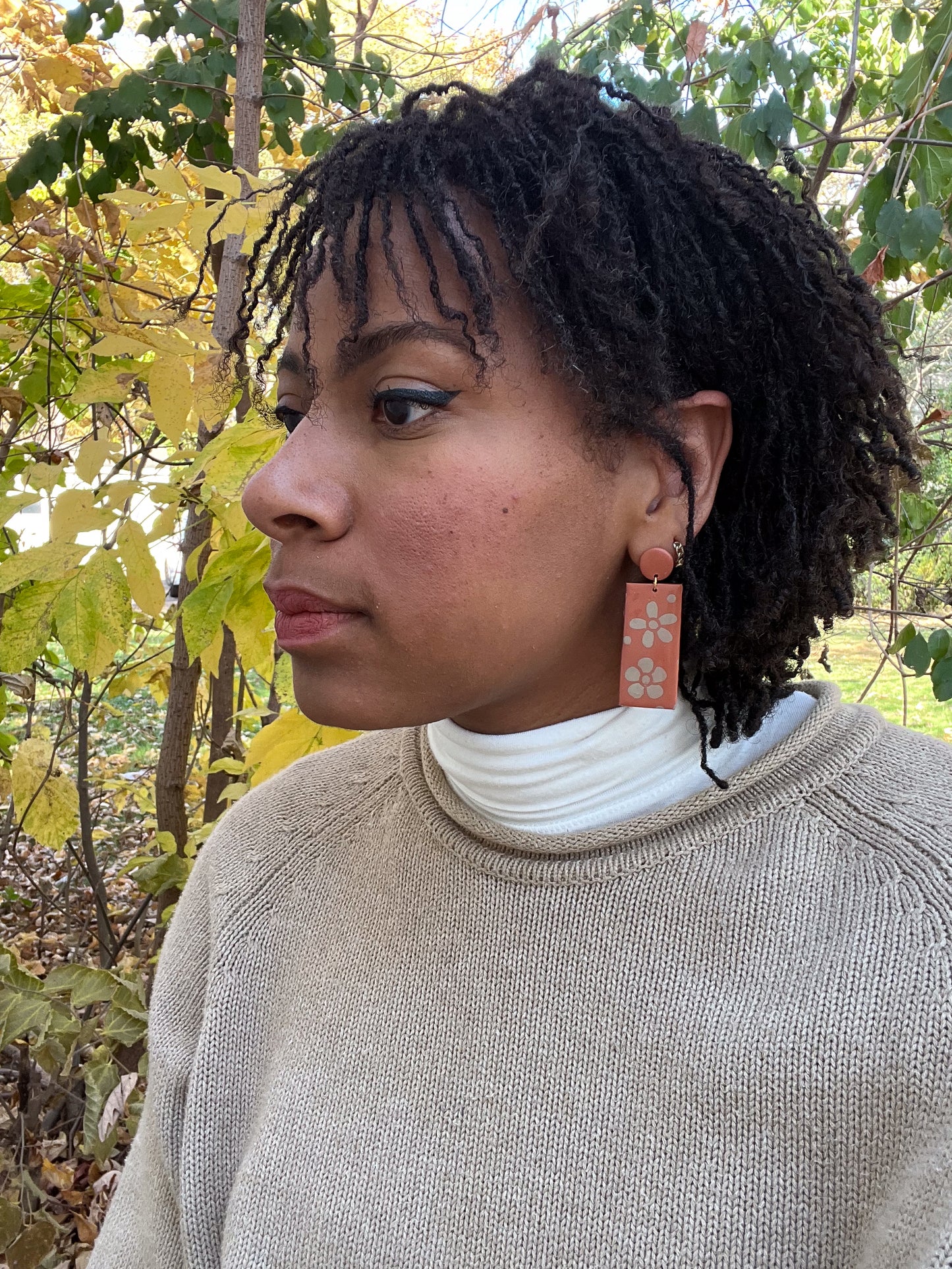 Mixed Media Floral Pattern Dangles