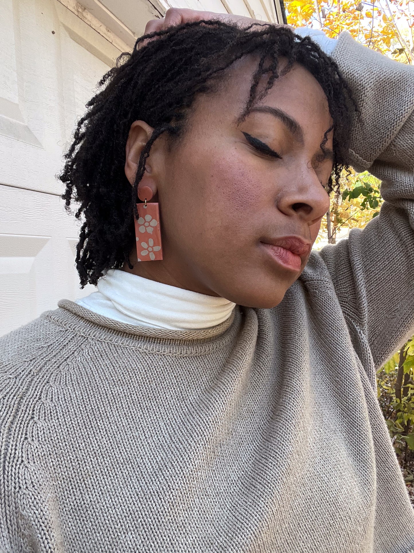 Mixed Media Floral Pattern Dangles